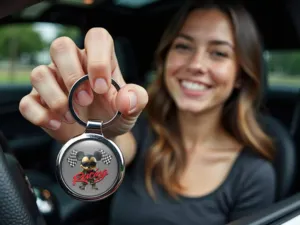 Custom Key Ring Photo Domed Metallic Look